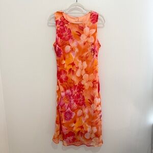 Giorgio Fiorlini Collection Floral Chiffon Midi Dress — Size 13/14 (Fits M)